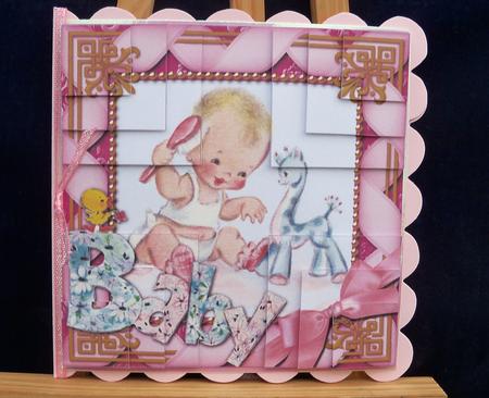 Baby Girl All 4 Corner Stacker Card Front by Pauline Worthington