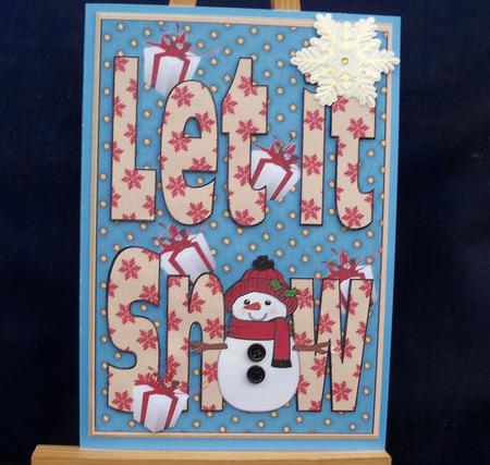 Let It Snow Card Front with Decoupage by Pauline Worthington