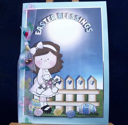 Easter Blessings Card Front with Decoupage by Pauline Worthington