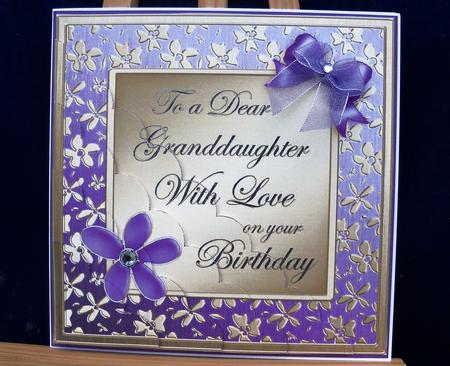 Floral Granddaughter Birthday Scallop Corner Side Stacker by Pauline Worthington