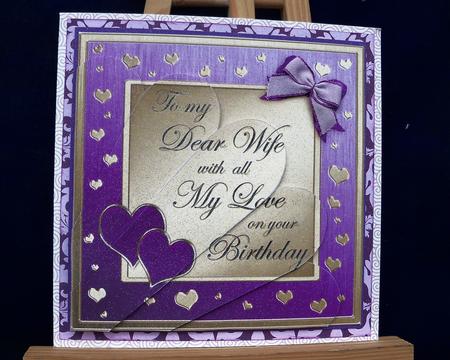 Wife Birthday Quick Card with Fan Pyramage Topper by Pauline Worthington
