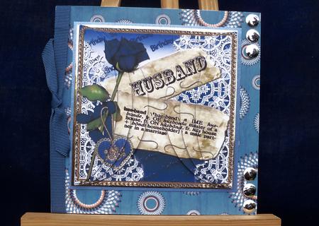 Blue Rose Husband Birthday 5in Side by Side Roacker by Pauline Worthington