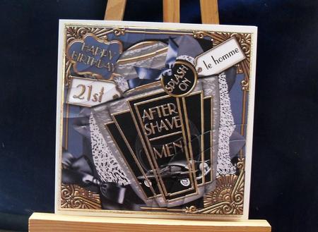 Mens Blue Aftershave 21st Birthday 6in Duo Corner Stacker by Pauline Worthington