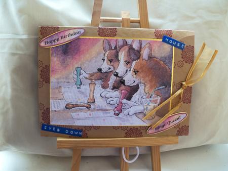 Eyes Down Corgi Bingo Wavy Corner Stacker Topper by Pauline Worthington