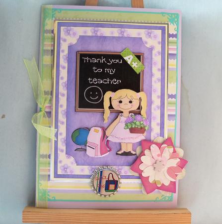 Thank You to My Teacher - Card Front with Decoupage by Pauline Worthington