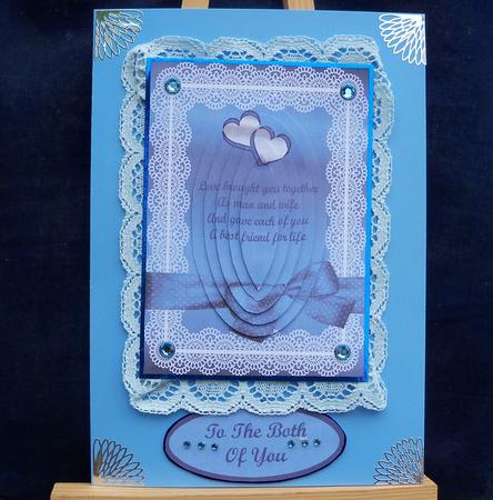 Silver Blue Wedding Verse Pyramage Card by Pauline Worthington
