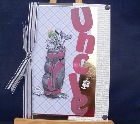 Golf Bag Uncle Shaped Card by Pauline Worthington