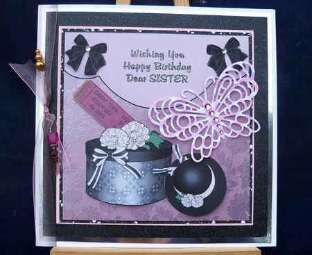 Black & Pink Hat & Hatbox - Sister Birthday by Pauline Worthington
