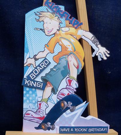 Skateboarding Teen Dude Blue Shaped. by Pauline Worthington