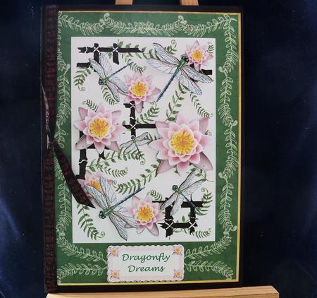 Oriental Dragonfly Dreams & Waterlily Decoupage Card Sheet 1 by Pauline Worthington
