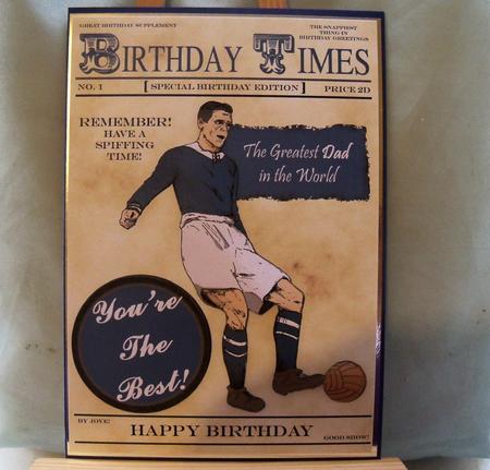 Blue Vintage Footballer (dad's Birthday) - A5 by Pauline Worthington