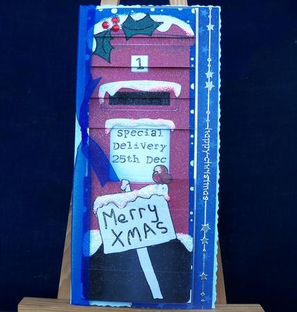 Xmas Robins Postbox Dl Side Stacker Topper by Pauline Worthington