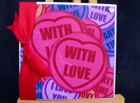With Love Sweet Heart Wavy Corner Side Stacker Topper by Pauline Worthington