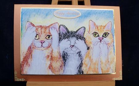 Three Wise Moggies Hear No Evil, See No Evil, Speak No Evil by Pauline Worthington