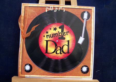 Number 1 Dad Record Fan Pyramage Topper by Pauline Worthington