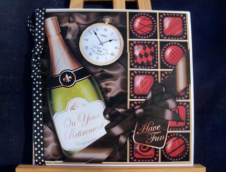 Retirement Champers N Chocs Fan Pyramage Topper by Pauline Worthington