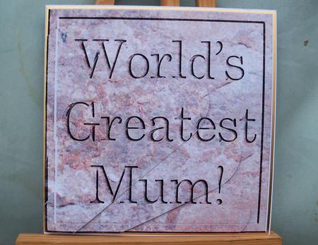 Worlds Greatest Mum Set in Stone Fan Pyramage Topper by Pauline Worthington