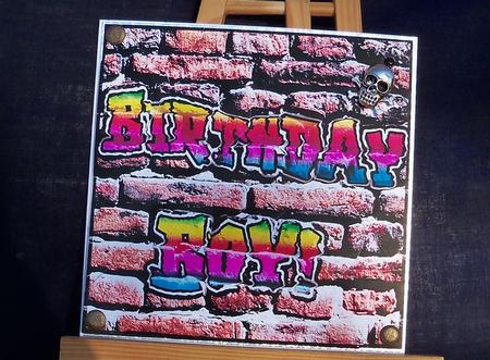 Graffiti Birthday Boy Fan Pyramage Topper by Pauline Worthington