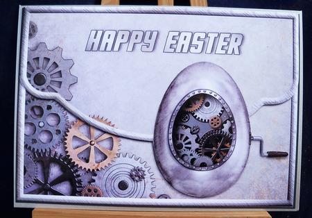 Steampunk Easter Egg Fancy Edge Faux Envelope Card by Pauline Worthington