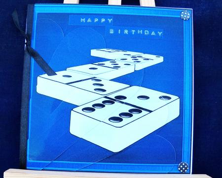 Dominoes Quick Card with Fan Pyramage Topper by Pauline Worthington