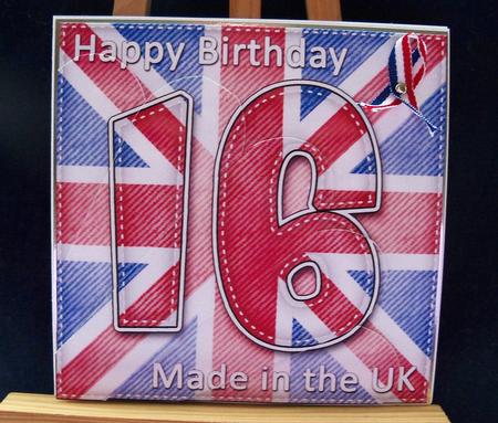Flying the Flag Uk 16th Birthday Fan Pyramage Topper by Pauline Worthington