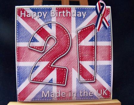 Flying the Flag Uk 21st Birthday Fan Pyramage Topper by Pauline Worthington