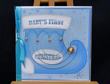 Baby's First Xmas Stocking Circle Pyramage Topper by Pauline Worthington