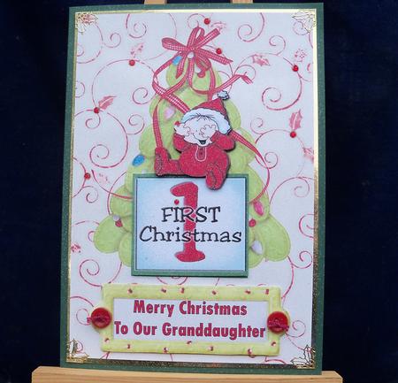 Baby Girl First Christmas Decoupage by Pauline Worthington