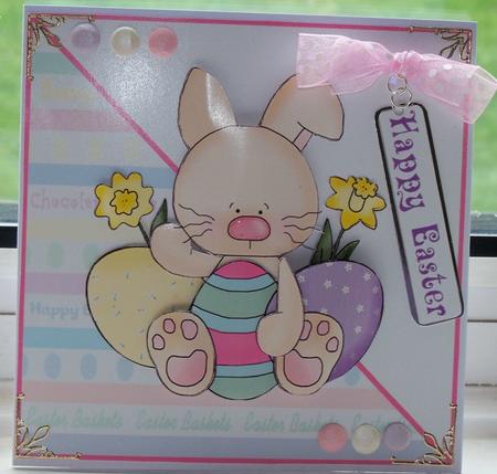 Cute Easter Bunny Holding Eggs by Pauline Worthington
