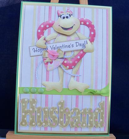 Hoppy Valentines Day Husband Decoupage Card by Pauline Worthington