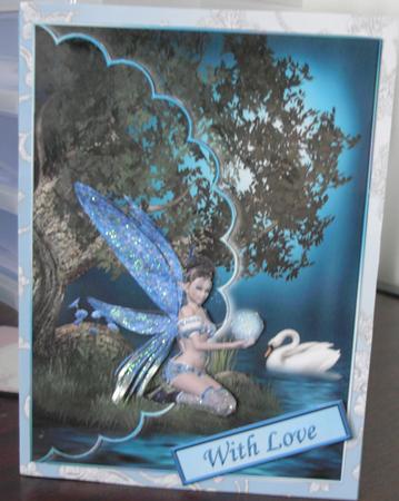 Fairy at Swan Lake Scalloped Edge Envelope Cards by Pearl North