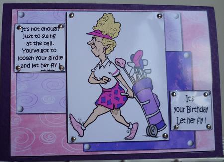 Milly Plays Golf on Her Birthday Quick Card by Pearl North