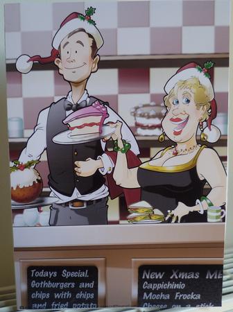 Christmas Cafe Couple A4 by Pearl North