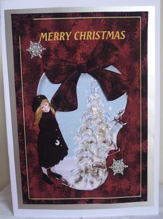 A4 Vintage Girl at Christmas by Pearl North