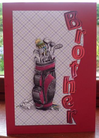 Golf Bag Brother Shaped Card by Pearl North
