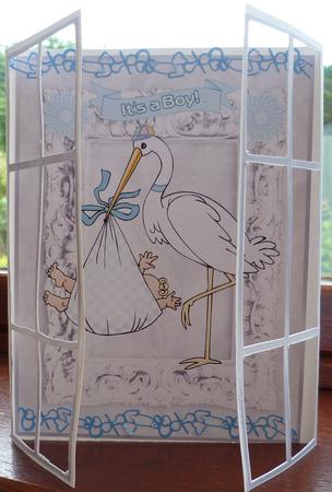 Special Delivery, Baby Boy, in Silver French Doors by Pearl North