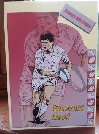 White Rugby Player (shaped Card) - A5 by Pearl North