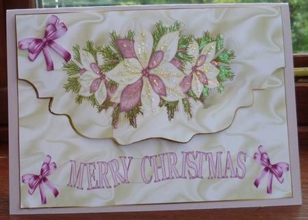 Christmas Flowers on a Scalloped Envelope by Pearl North