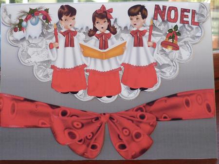 Carol Singers on Silver Scalloped Envelope A4 by Pearl North
