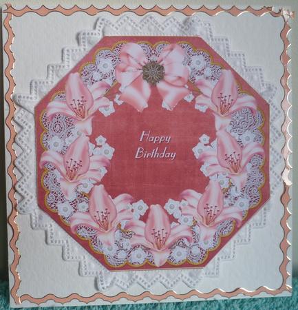 Pink Lily Red Octagon 8in Picture Topper Sheet by Pearl North