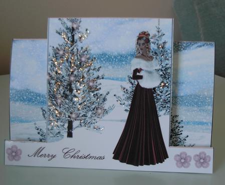 Sparkling Lady on Staggerfold Card by Pearl North