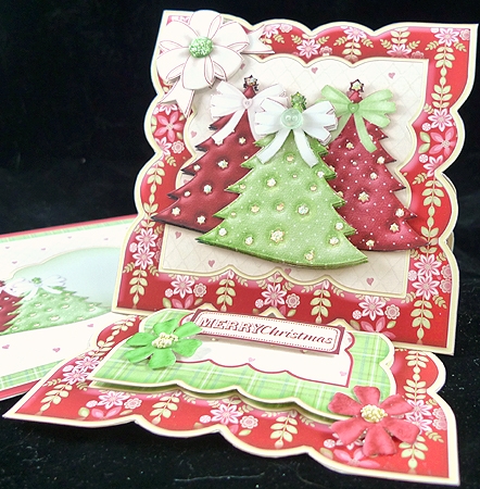 3 Christmas Trees Easel Card Kit by Peggy Stogdill