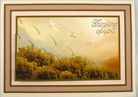 Autumnal Swans Wavy Corner Stacker by Peggy Stogdill