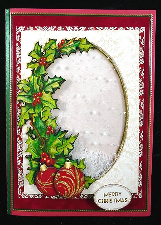 Christmas Holly & Bauble without Text Red by Peggy Stogdill