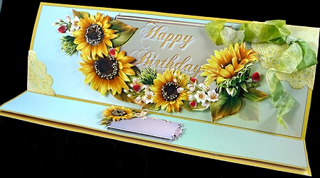LARGE DL EASEL CARD, ENVELOPE AND DECOUPAGE KIT - SUNFLOWERS by Peggy Stogdill