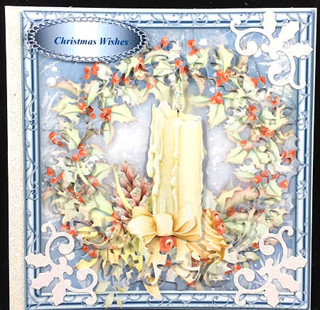 Beautiful Ring of Holly with Candle  by Peggy Stogdill