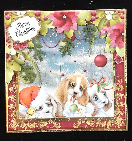 Christmas Puppy Love Card Topper 1332 by Peggy Stogdill