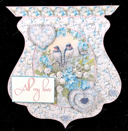 Vintage Bluebirds of Happiness Qua-trefoil Shaped Card Making Kit by Peggy Stogdill