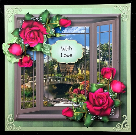 The Bay Window - Deep Pink Roses by Peggy Stogdill