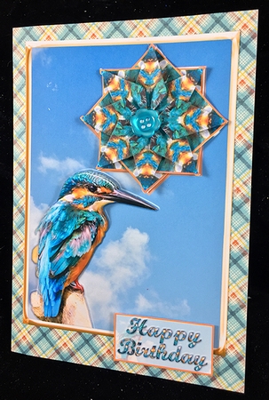 JJ KINGFISHER 1 5X7 TEA BAG CARD by Peggy Stogdill